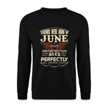 Legends Were Born In June 1965 Birthday - Unisex Pullover - Schwarz - Vorne - Alina (178cm) & Michal (187cm)