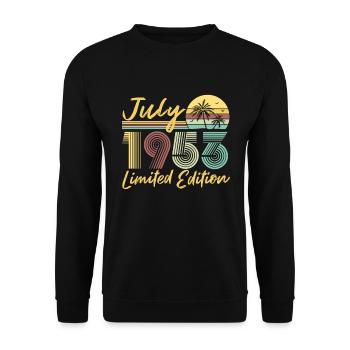 Juillet 1953 Cadeau d’anniversaire en édition limitée - Sweat-shirt Unisexe - noir - Devant - Alina (178cm) & Michal (187cm)