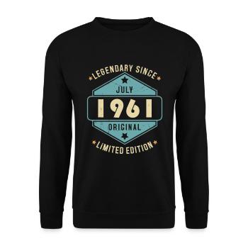 Juillet 1961 Vintage Retro Anniversaire - Sweat-shirt Unisexe - noir - Devant - Alina (178cm) & Michal (187cm)