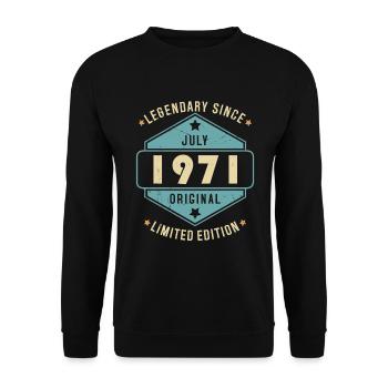 Juillet 1971 Vintage Retro Anniversaire - Sweat-shirt Unisexe - noir - Devant - Alina (178cm) & Michal (187cm)