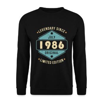 Juillet 1986 Vintage Retro Anniversaire - Sweat-shirt Unisexe - noir - Devant - Alina (178cm) & Michal (187cm)