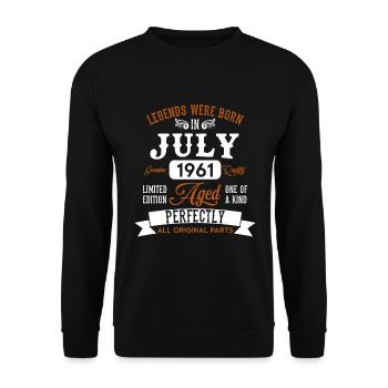 Jahrgang Juli 1961 Legenden Geburtstag Geschenk - Unisex Pullover - Schwarz - Vorne - Alina (178cm) & Michal (187cm)