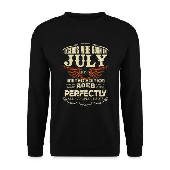 Legends Were Born In July 1957 Birthday - Unisex Pullover - Schwarz - Vorne - Alina (178cm) & Michal (187cm)