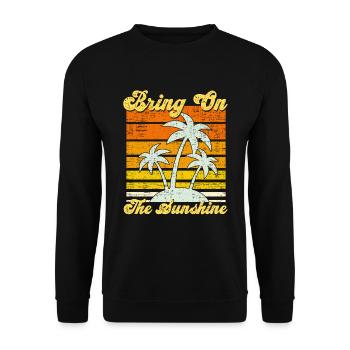 Vintage Retro Sonne Sommer Urlaub Palmen Design - Unisex Pullover - Schwarz - Vorne - Alina (178cm) & Michal (187cm)