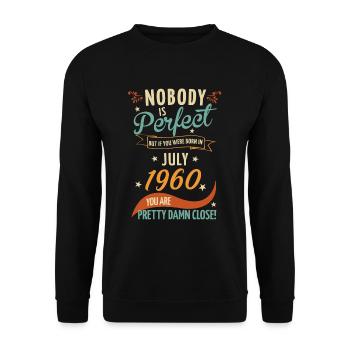 Personne n’est parfait né en juillet 1960 - Sweat-shirt Unisexe - noir - Devant - Alina (178cm) & Michal (187cm)