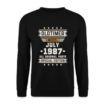 Oldtimer Juli 1987 Geburtstag Geschenk - Unisex Pullover - Schwarz - Vorne - Alina (178cm) & Michal (187cm)