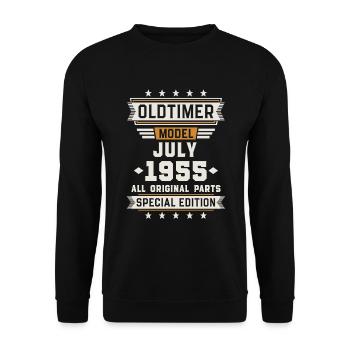 Oldtimer Juli 1955 Geburtstag Geschenk - Unisex Pullover - Schwarz - Vorne - Alina (178cm) & Michal (187cm)