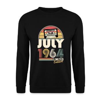 Juli 1964 Vintage Jahrgang Geburtstag Geschenk - Unisex Pullover - Schwarz - Vorne - Alina (178cm) & Michal (187cm)