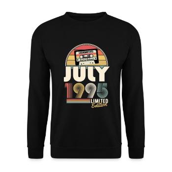 Juli 1995 Vintage Jahrgang Geburtstag Geschenk - Unisex Pullover - Schwarz - Vorne - Alina (178cm) & Michal (187cm)