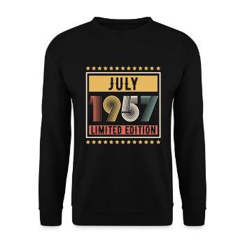 Vintage July 1957 Limited Edition Birthday - Unisex Sweatshirt - black - Front - Alina (178cm) & Michal (187cm)