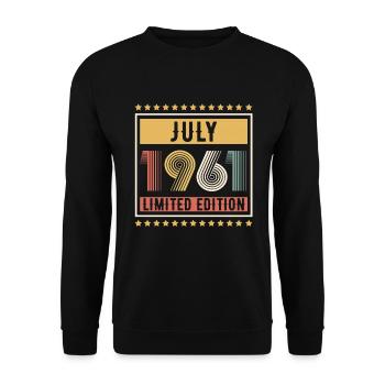 Vintage July 1961 Limited Edition Birthday - Unisex Sweatshirt - black - Front - Alina (178cm) & Michal (187cm)