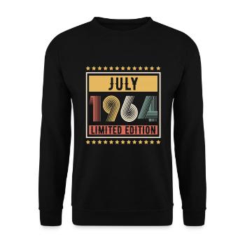 Vintage July 1964 Limited Edition Birthday - Unisex Sweatshirt - black - Front - Alina (178cm) & Michal (187cm)