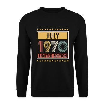 Vintage July 1970 Limited Edition Birthday - Unisex Sweatshirt - black - Front - Alina (178cm) & Michal (187cm)