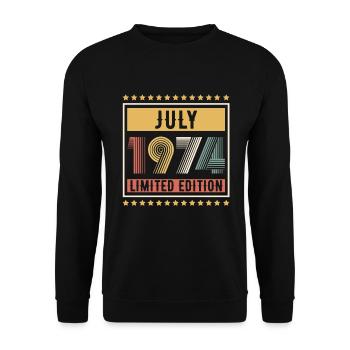 Vintage July 1974 Limited Edition Birthday - Unisex Sweatshirt - black - Front - Alina (178cm) & Michal (187cm)