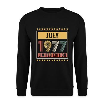 Vintage July 1977 Limited Edition Birthday - Unisex Sweatshirt - black - Front - Alina (178cm) & Michal (187cm)