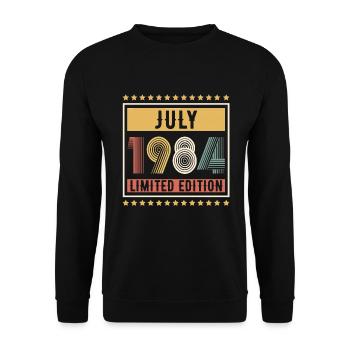 Vintage July 1984 Limited Edition Birthday - Unisex Sweatshirt - black - Front - Alina (178cm) & Michal (187cm)