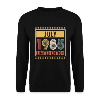 Vintage July 1985 Limited Edition Birthday - Unisex Sweatshirt - black - Front - Alina (178cm) & Michal (187cm)