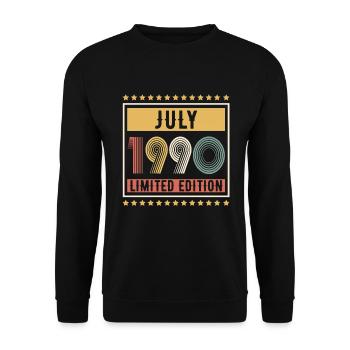 Vintage July 1990 Limited Edition Birthday - Unisex Sweatshirt - black - Front - Alina (178cm) & Michal (187cm)