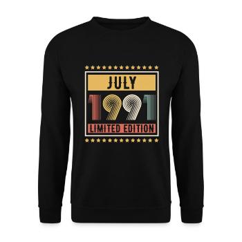 Vintage July 1991 Limited Edition Birthday - Unisex Sweatshirt - black - Front - Alina (178cm) & Michal (187cm)