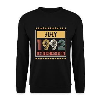 Vintage July 1992 Limited Edition Birthday - Unisex Sweatshirt - black - Front - Alina (178cm) & Michal (187cm)