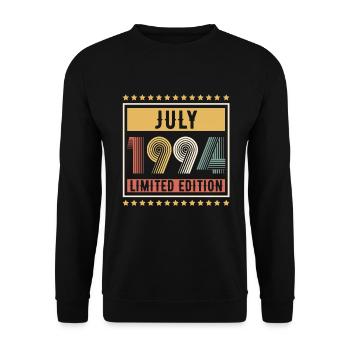 Vintage July 1994 Limited Edition Birthday - Unisex Sweatshirt - black - Front - Alina (178cm) & Michal (187cm)