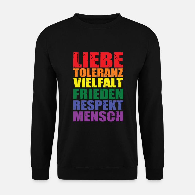 Liebe Toleranz Vielfalt Frieden Respekt Mensch - Unisex Pullover - Schwarz