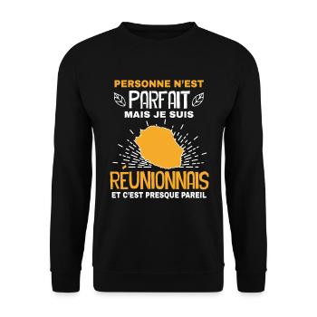 Réunionnais Parfait Humour Ile de la Réunion - Sweat-shirt Unisexe - noir - Devant - Alina (178cm) & Michal (187cm)
