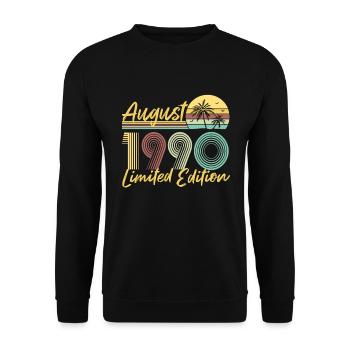 August 1990 Limited Edition Birthday Gift - Unisex Sweatshirt - black - Front - Alina (178cm) & Michal (187cm)