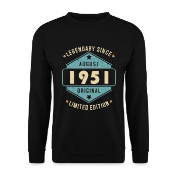 Août 1951 Vintage Retro Anniversaire - Sweat-shirt Unisexe - noir - Devant - Alina (178cm) & Michal (187cm)