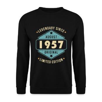 August 1957 Vintage Retro Birthday - Unisex Sweatshirt - black - Front - Alina (178cm) & Michal (187cm)