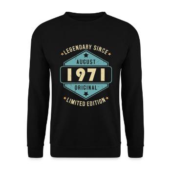 Août 1971 Vintage Retro Anniversaire - Sweat-shirt Unisexe - noir - Devant - Alina (178cm) & Michal (187cm)