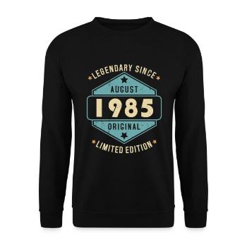 Août 1985 Vintage Retro Anniversaire - Sweat-shirt Unisexe - noir - Devant - Alina (178cm) & Michal (187cm)