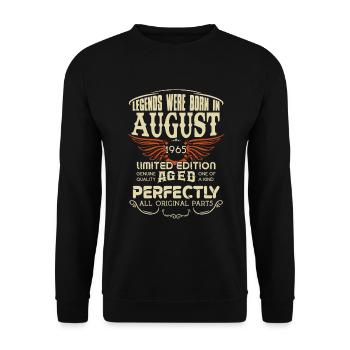Legends Were Born In August 1965 Birthday - Unisex Pullover - Schwarz - Vorne - Alina (178cm) & Michal (187cm)