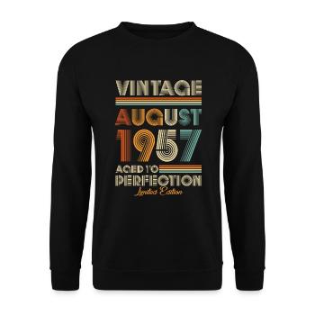 Vintage Aged To Perfection August 1957 - Unisex Sweatshirt - black - Front - Alina (178cm) & Michal (187cm)