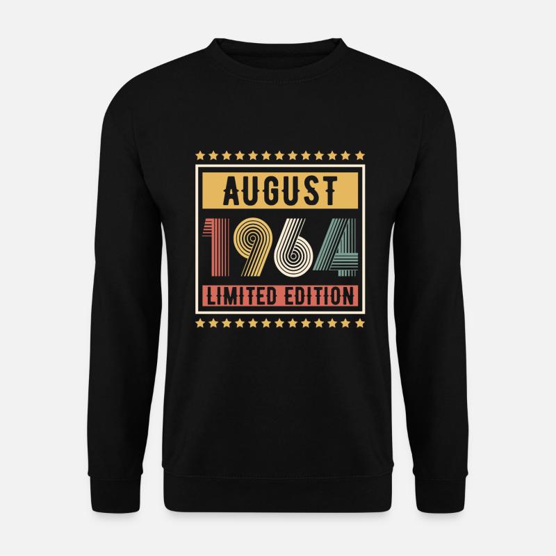 Vintage August 1964 Limited Edition Birthday - Unisex Pullover - Schwarz