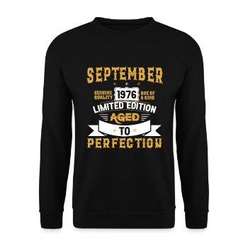 Geburtstag September 1976 geboren Vintage - Unisex Pullover - Schwarz - Vorne - Alina (178cm) & Michal (187cm)