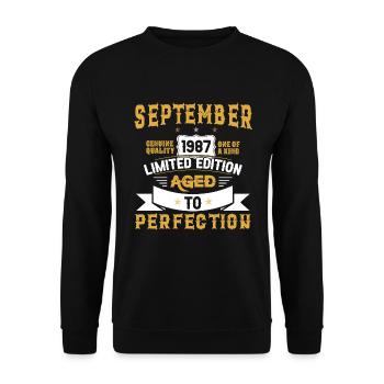 Anniversaire Septembre 1987 né Vintage - Sweat-shirt Unisexe - noir - Devant - Alina (178cm) & Michal (187cm)