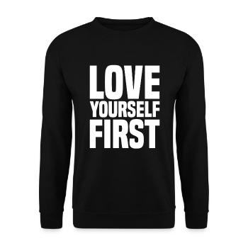 Love Yourself First - Unisex Sweatshirt - black - Front - Alina (178cm) & Michal (187cm)