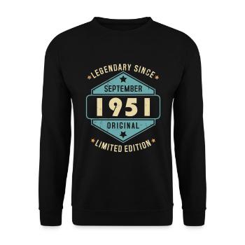 Septembre 1951 Vintage Retro Anniversaire - Sweat-shirt Unisexe - noir - Devant - Alina (178cm) & Michal (187cm)