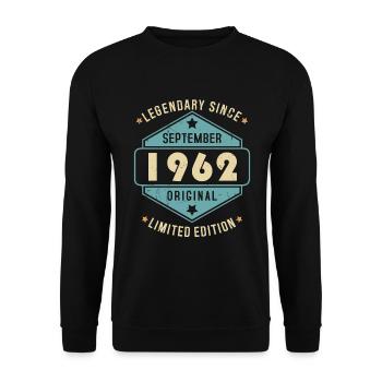 Septembre 1962 Vintage Retro Anniversaire - Sweat-shirt Unisexe - noir - Devant - Alina (178cm) & Michal (187cm)