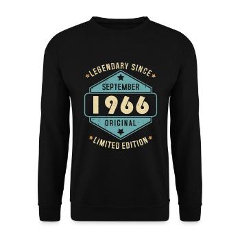 Septembre 1966 Vintage Retro Anniversaire - Sweat-shirt Unisexe - noir - Devant - Alina (178cm) & Michal (187cm)