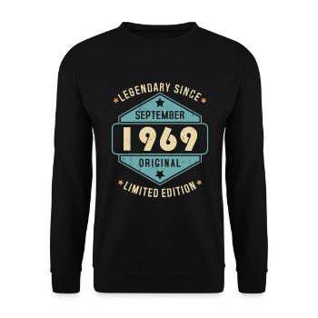 Septembre 1969 Vintage Retro Anniversaire - Sweat-shirt Unisexe - noir - Devant - Alina (178cm) & Michal (187cm)