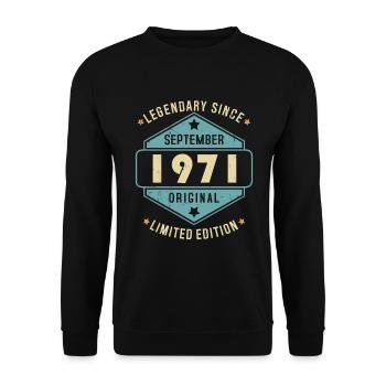 Septembre 1971 Vintage Retro Anniversaire - Sweat-shirt Unisexe - noir - Devant - Alina (178cm) & Michal (187cm)