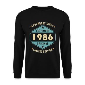 Septembre 1986 Vintage Retro Anniversaire - Sweat-shirt Unisexe - noir - Devant - Alina (178cm) & Michal (187cm)