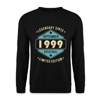Septembre 1999 Vintage Retro Anniversaire - Sweat-shirt Unisexe - noir - Devant - Alina (178cm) & Michal (187cm)
