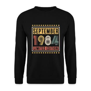 Vintage Septembre 1984 Édition Limitée Anniversaire - Sweat-shirt Unisexe - noir - Devant - Alina (178cm) & Michal (187cm)