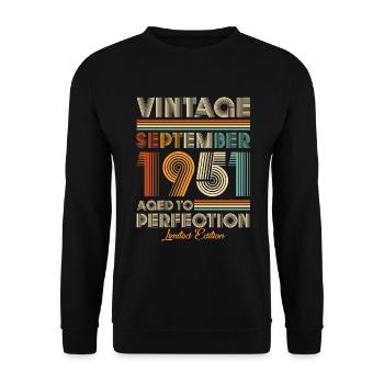 Vintage Aged To Perfection September 1951 - Unisex Sweatshirt - black - Front - Alina (178cm) & Michal (187cm)
