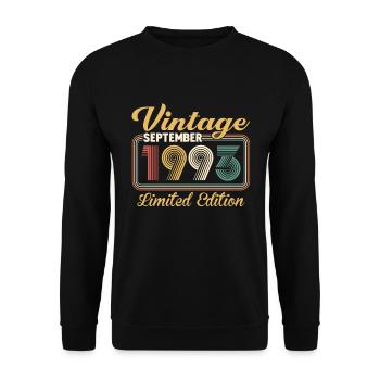 Vintage Septembre 1993 Édition Limitée Anniversaire - Sweat-shirt Unisexe - noir - Devant - Alina (178cm) & Michal (187cm)