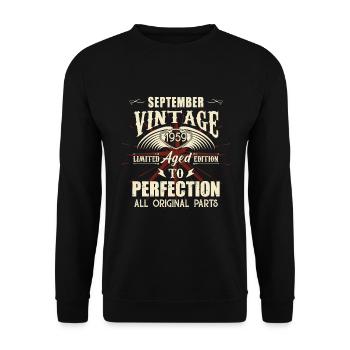 Retro Legenden Geburtstag Geschenk September 1959 - Unisex Pullover - Schwarz - Vorne - Alina (178cm) & Michal (187cm)