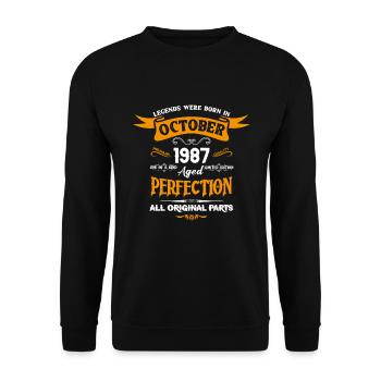 Legends Were Born In October 1987 Birthday - Unisex Pullover - Schwarz - Vorne - Alina (178cm) & Michal (187cm)